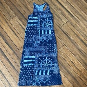 Polo Ralph Lauren 12/14 Blue Patchwork Maxi Dress